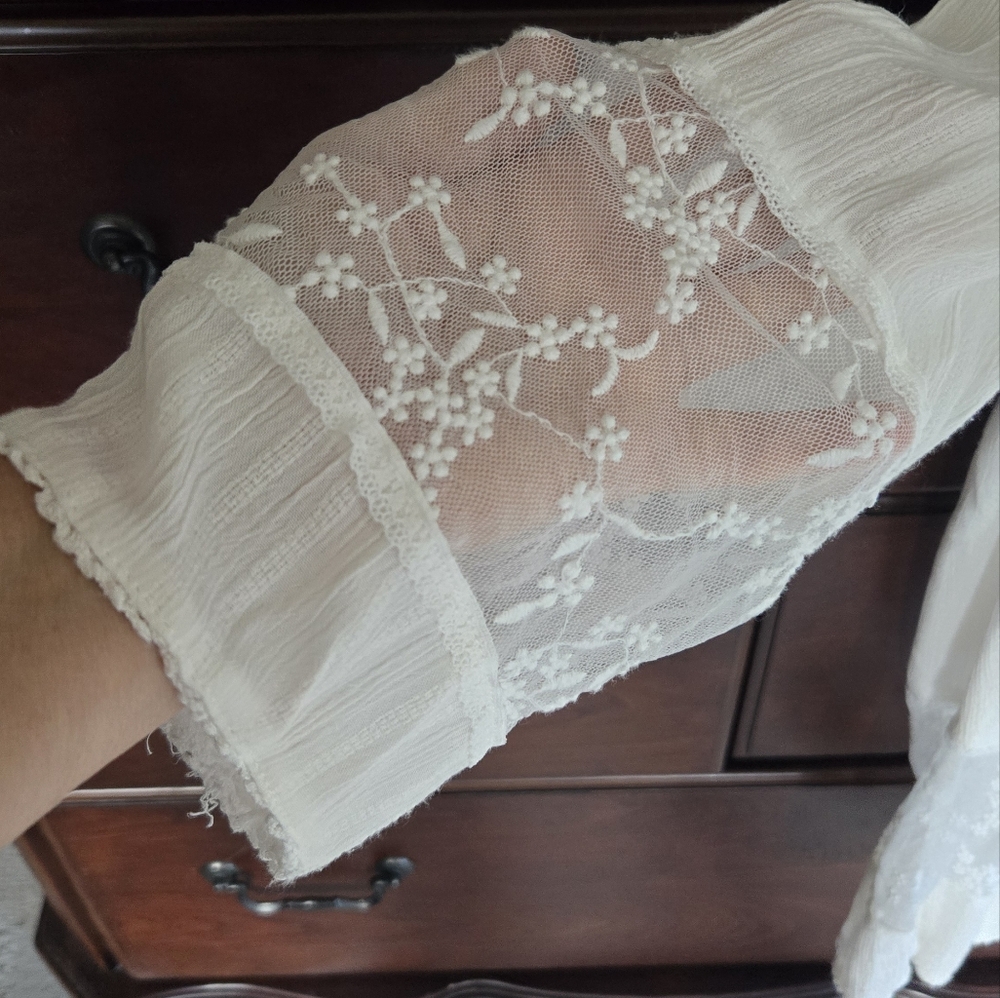 Knox Rose, White Lace Kimono Cardigan, No Size - Picture 3 of 6